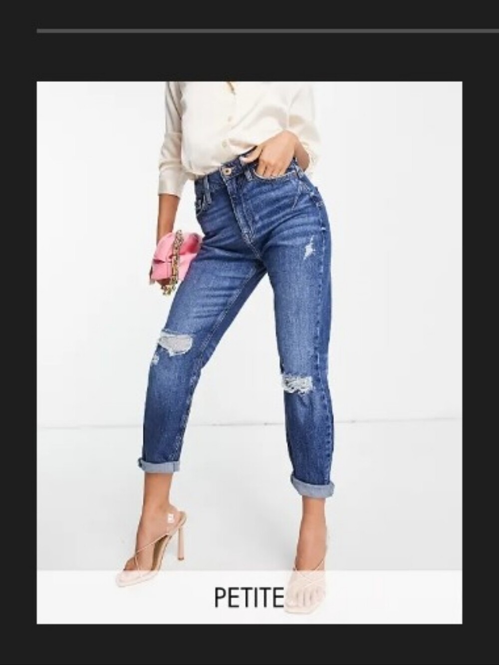 River Island PETITE ripped Knee Mom Jeans